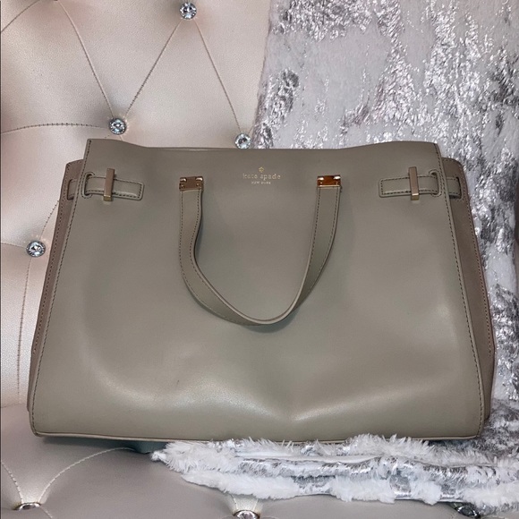 Kate Spade Parker Street Aisley Leather Suede Large Warm Putty Handbag Crossbody - Picture 5 of 16